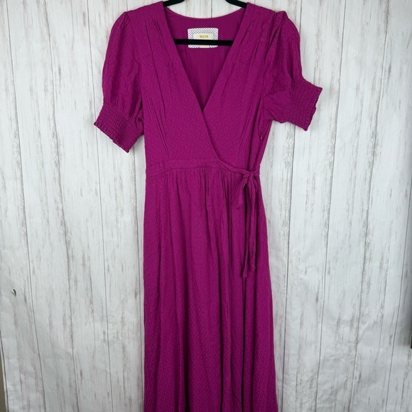 Anthropologie Maeve Magenta Wrap Dress US Small - Picture 1 of 9